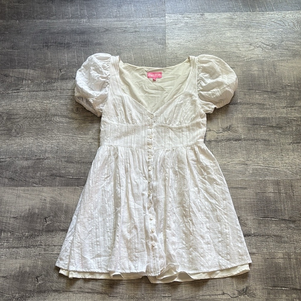 Dolls Kill Sugar Thrillz Halo Wrangle Me Puff Sleeve Mini Dress